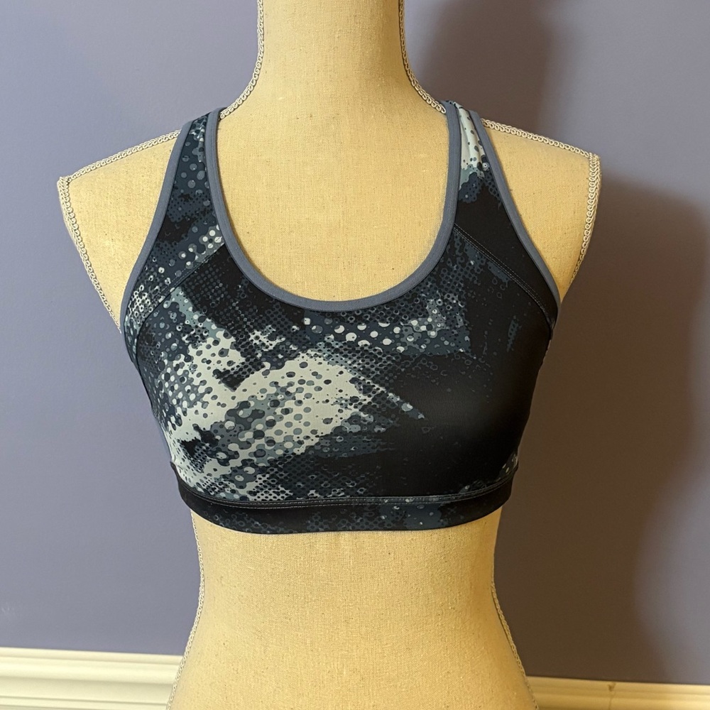 Athleta Navy Patterned Sports Bra